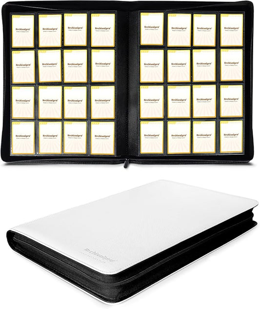 16 Pockets Premium Card Binder 1024 Cards Trading Card Binders Side Load Card Storage Display Album(16 Pocket 1024 Card Slot,White)