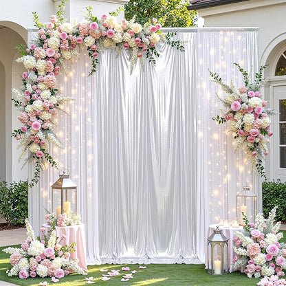 leegleri 30x10ft Thick Silver Glitter Backdrop Curtain Panels for Parties, Wrinkle Free Sequin Sparking Photo Backdrop Drapes, 6Panels 5x10ft Shimmer Back Drop Cloth for Wedding Birthday Photography