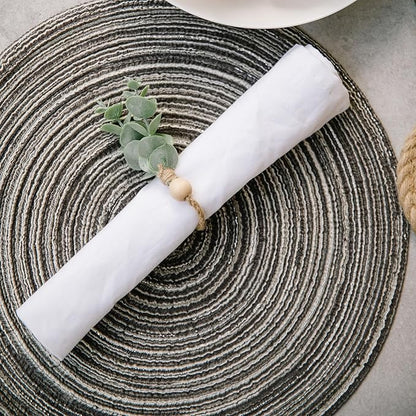 Defined Deco Napkin Rings Set of 12, Rustic Farmhouse, Boho Green Leaf Napkin Rings for Spring Summer, Thanksgiving Christmas,