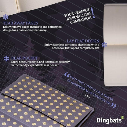 Dingbats* Wildlife Plain Writing Journal Notebook A5 - Vegan Leather Hardcover - Ideal for Work, Travel - Pocket, Elastic Closure, & Bookmark
