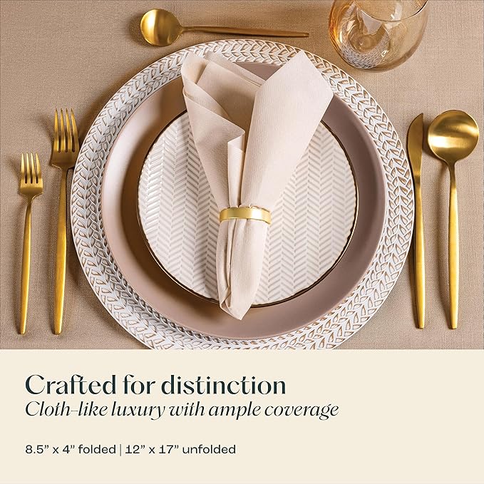 200-Pack Disposable Linen-Feel Caramel Napkins, 12" x 17" Cloth-Like Paper Dinner Napkins For Wedding, Bathroom, Party Or Event