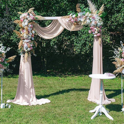PARTISKY 10ftx7ft Taupe Chiffon Backdrop Curtains, Wrinkle-Free Sheer Fabric Photo Drapes for Wedding Ceremony Arch Birthday Baby Shower Photography Stage Decor 5ft x 7ft, 2 Panel