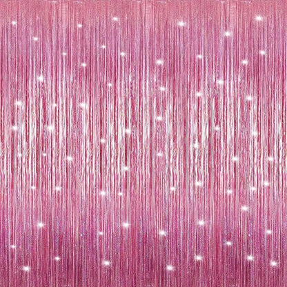 Crosize 2 Pack 3.3 x 9.9 ft Bright Laser Glitter Foil Fringe Curtains Party Decorations, Tinsel Curtain Backdrop for Parties, Door Streamers, Glitter Streamer Backdrop for Birthday Decoration
