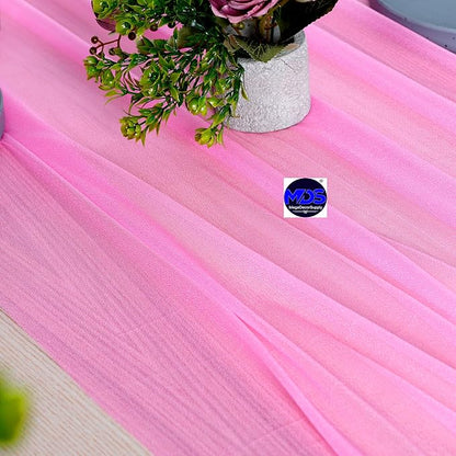 MDS 2 Pack 10ft Chiffon Table Runner 29 x 120 Inches Sheer Wedding Runner Romantic Rustic Table Runner for Wedding Decorations, Birthday Parties, Bridal Shower Party Arch Decor - Bubblegum Pink
