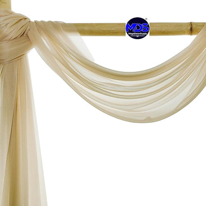 MDS Halloween Chiffon Draping Fabric - 2 Panel, 30" Wide x 20ft Long - Sheer Spooky Arbor & Canopy Drapery for Haunted House Backdrops, Party Ceilings, DIY Costumes & Themed Events - Champagne Gold
