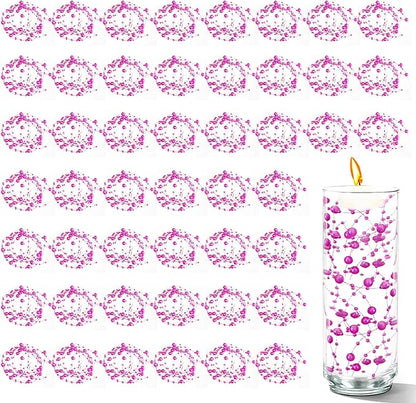 50 PCS Artificial Floating Beads for Centerpieces Vases, Rosered 8+3mm String Beads for Wedding Party Faux Pearl String for Decorating, String Pearls for Crafts Vase Filler