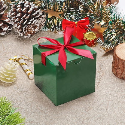 DOYIDE 20 Pack Small Gift Boxes, 6x6x6 Inch Green Elegant Paper Boxes with Ribbons, Christmas Gift Box Crafting, Wedding Party Favor, Cupcake, Candy, Bridesmaids Proposal Box