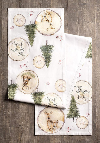 Maison d' Hermine Table Runner 100% Cotton Single Layer Table Runners 36 inches Long for Thanksgiving Christmas Decorations Home Kitchen Dining Party Wedding (Mountain Life, 14.5" x 36")