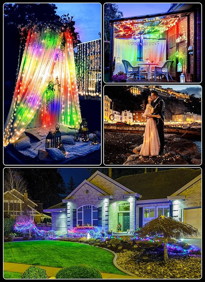 33Ft 100LED Outdoor String Lights, Fairy Lights Battery Operated with Remote, Waterproof Twinkle Lights for Bedroom Dorm Patio Tapestry Backyard Garden Party Indoor Christmas Decoration, Multicolor