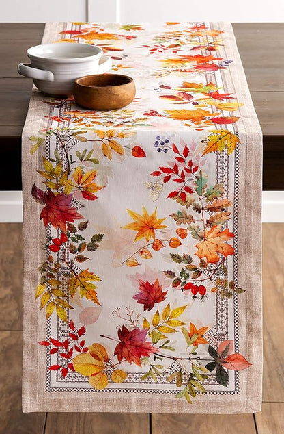 Maison d' Hermine Table Runner 100% Cotton Single Layer Table Runners 90 inches Long for Thanksgiving Christmas Decorations Home Kitchen Dining Party Wedding (Amarante, 14.5" x 90")