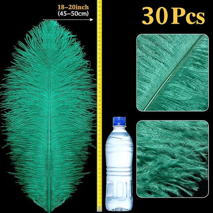 Retrowavy 30 Pcs 18-20 Inch Large Natural Ostrich Feathers Bulk for Centerpieces for Wedding Party Centerpieces Home Decoration Flower Arrangement (Dark Green)
