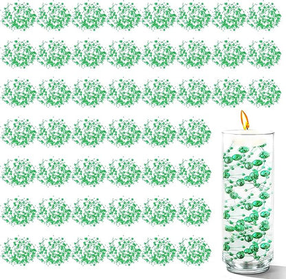 50 PCS Artificial Floating Beads for Centerpieces Vases, Dark Green 8+3mm String Beads for Wedding Party Faux Pearl String for Decorating, String Pearls for Crafts Vase Filler
