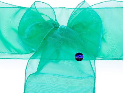 MDS Pack of 125 PCS Organza Chair Sashes Wider Dining Chair Bows Ribbon Tie Back for Wedding Party Birthday Bridal Shower Reception Event Banquet Home Chair Cover Decoration - Green