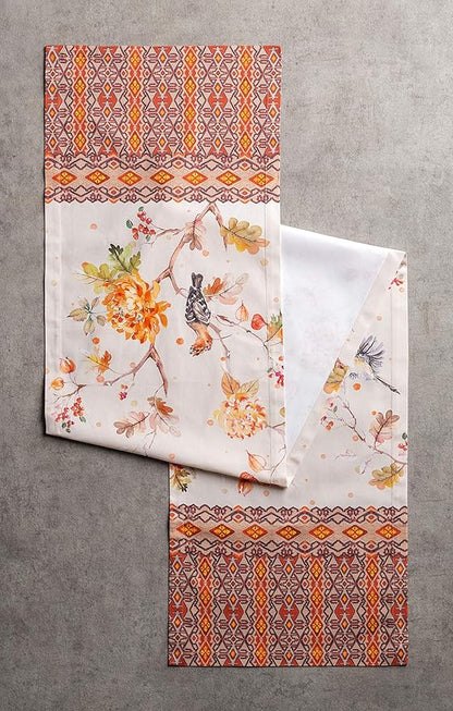Maison d' Hermine Table Runner 100% Cotton Single Layer Table Runners 90 inches Long for Thanksgiving Christmas Decorations Home Kitchen Dining Party Wedding (Kelim - Prairie, 14.5" x 90")