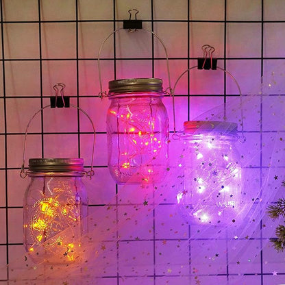 Decorman Solar Mason Jar Lid Lights, 6 Pack 20 LED Waterproof String Fairy Star Firefly Jar Lids Lights for Patio Garden Yard Lawn Party Wedding Christmas Decoration(Jars & Hangers Not Included)