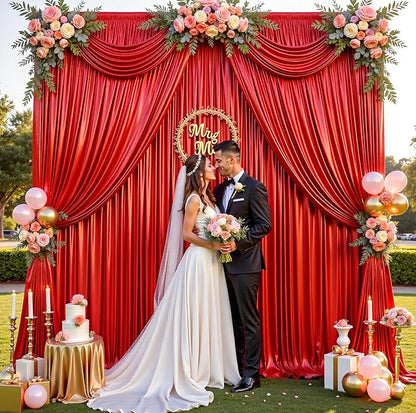 10ftx10ft Red Sequin Backdrop Curtain for Parties, Wrinkle Free Thick Glitter Sparkle Photo Backdrop Drapes 2 Panels 5x10FT Shimmer Back Drop Cloth for Wedding Birthday Photography Background