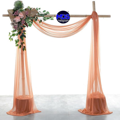 MDS Halloween Chiffon Draping Fabric - 1 Panel, 30" Wide x 30ft Long - Sheer Spooky Arbor & Canopy Drapery for Haunted House Backdrops, Party Ceilings, DIY Costumes & Themed Events - Coral Peach
