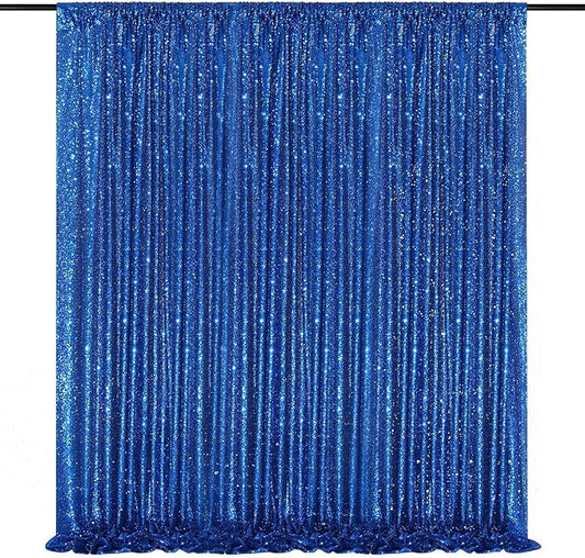 Sequin Backdrop Curtain Royal Blue Party Decorations: Glitter Photography Background 8ftx8ft for Birthday Wedding Baby Shower Photo Backdrop