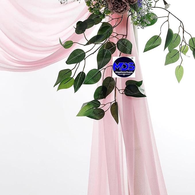 MDS Halloween Chiffon Draping Fabric - 2 Panel, 30" Wide x 75ft Long - Sheer Spooky Arbor & Canopy Drapery for Haunted House Backdrops, Party Ceilings, DIY Costumes & Themed Events - Blush Pink