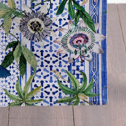 Maison d' Hermine Table Runner 100% Cotton Double Layer Table Runners 108 inches Long Decorative for Home Kitchen Dining Party Wedding Bridal Shower Spring Summer (Passiflora, 14.50" x 108")