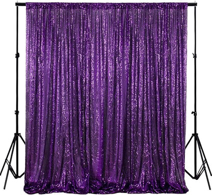 ShinyBeauty 4FT x 7FT Purple Sequin Backdrop | Photobooth Background | Wedding & Event Decor | Rustic & Elegant Sequin Fabric | Perfect for Photography & Parties | Durable Sequin Curtains