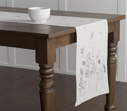 Maison d' Hermine Table Runner 100% Cotton Single Layer Table Runners 108 inches Long Decorative for Home Kitchen Dining Party Baby Shower Wedding Bridal Shower Spring Summer (Flore, 14.50" x 108")