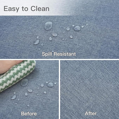 maxmill Linen Textured Rectangle Tablecloth Water Resistant Wrinkle Free Spill-Proof Stain Proof Table Cloth for Dining Room Decoration Banquet Party Wedding Holiday Dinner, 52 x 84 Inch Demin Blue