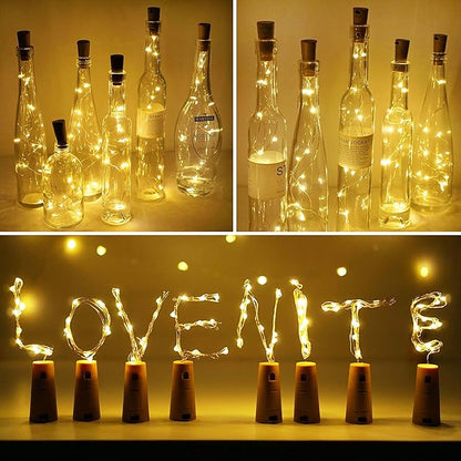 Wine Bottle Lights with Cork, LoveNite 10 Pack Battery Operated Bright LED Fairy Mini String Lights for Liquor Bottles DIY, Birthday Party, Christmas, Wedding - Indoor Decorative Lighting (Warm White)