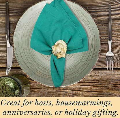 Turkey Bird Gold Napkin Rings Set of -12 for Dinner Parties, Weddings Receptions, Family Gatherings, or Everyday Use - Set Your Style with Daily Use Table Décor Accessories - ALPHA Living HOME