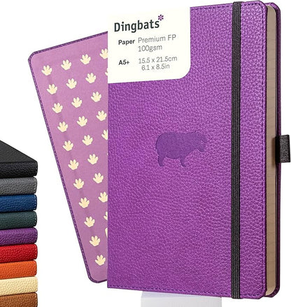 Dingbats* Wildlife Plain Writing Journal Notebook A5 - Vegan Leather Hardcover - Ideal for Work, Travel - Pocket, Elastic Closure, & Bookmark