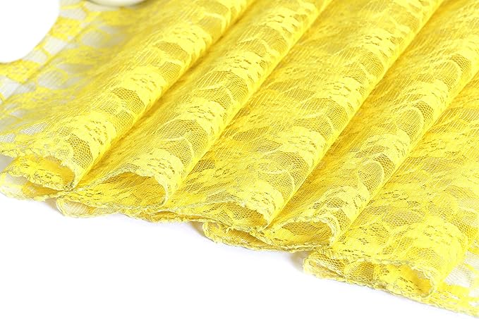 MDS Pack of 15 Wedding 12 x 108 inches Lace Table Runner for Wedding, Decorations for Birthday Parties, Banquets, Graduations, Engagements, and Runners fit Rectangle, Round Table- Yellow