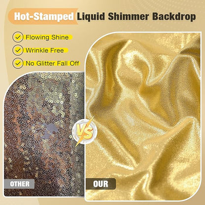 20x10FT Gold Sequin Backdrop - 4 Panels 5x10FT Wrinkle-Free Glitter Drapes for Weddings, Parties & Events