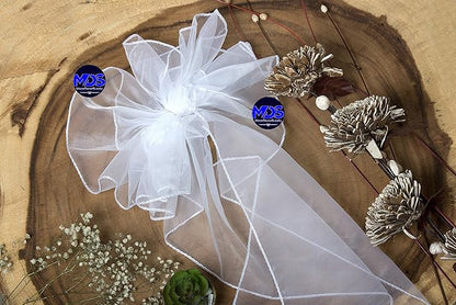 MDS Pack of 250 PCS Organza Chair Sashes Wider Dining Chair Bows Ribbon Tie Back for Wedding Party Birthday Bridal Shower Reception Event Banquet Home Chair Cover Decoration - White