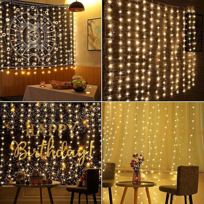 Meonum Curtain Tapestry Backdrop String Lights, Each 13 Strings 6.6 x 5 ft Tapestry Fairy String Light, 8 Modes Window Wall Hanging Light Strings for Bedroom Christmas Curtain Decor(1 Pack)