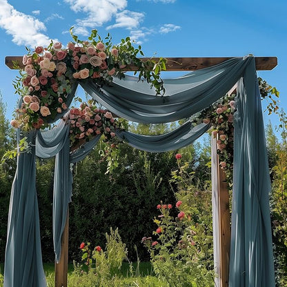 Wokceer Wedding Arch Draping Fabric Grey Blue 28.7" x 20FT Sheer Drapes Backdrop for Ceremony, Birthday Party, Bridal Shower Decoration