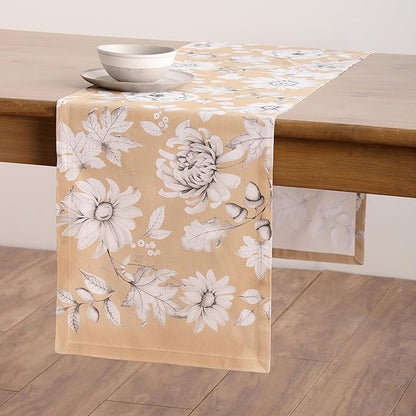 Maison d' Hermine Table Runner 100% Cotton Single Layer Table Runners 108 inches Long for Thanksgiving Christmas Decorations Home Kitchen Dining Party Wedding (Pretty Autumn, 14.5" x 108")
