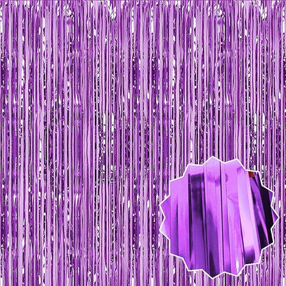 6 Pack Light Purple Foil Fringe Curtains Backdrop, 3.28 x 8.2 Ft Metallic Streamers Tinsel Curtains Background for Photo Booth, Birthday, Weddings, Carnivals, Graduation, Themed Party Decorations