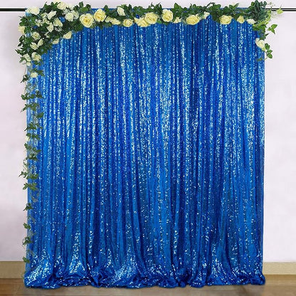 ShinyBeauty Sequin Royal Blue Backdrop Curtain 4Ftx7Ft Photo Backdrops Blue Photograph Background Shimmer Curtains for Party, Wedding, Birthday, Graduation, Holiday