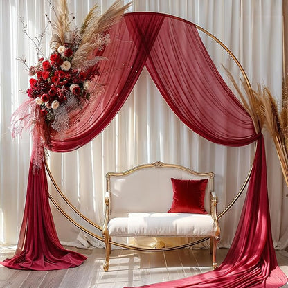 Burgundy Wedding Arch Draping Fabric 2 Panels 30'' x 20FT Burgundy Drapes Sheer Fabric Backdrop Arch Draping Fabrics for Wedding Ceremony Birthday Party Bridal Shower Decoration