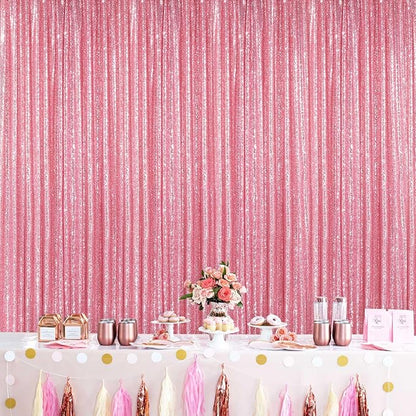 Backdrop Drapes Curtains Panels with Rod Pockets Blush Pink Sequin Party Backdrop 3 Pcs 2x8FT