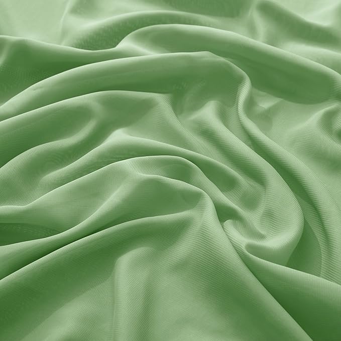 VACVELT Wedding Arch Draping Fabric Sage Green Chiffon, 2 Panels Sheer Drapes 30 Inch x 20ft Chiffon Backdrop Curtain Decor, Outdoor Sheer Drapery for Ceremony Party Ceiling