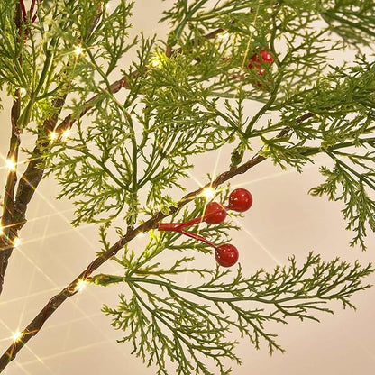 Birchlitland Christmas Garland with Lights Cadar Lighted Garland Battery Operated with Timer or USB Light 6FT 80 LED Fairy Lights, Faux Vine with Lights for Mantel Fireplace and Holiday Decor