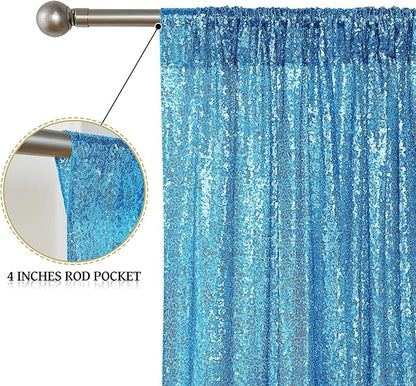 Sugargirl Turquoise Sequin Backdrop Curtain 2 Panels 2FTx8FT Glitter Turquoise Background Drapes Sparkle Photography Backdrop for Party Wedding Birthday Wall Decoration