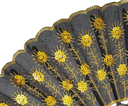 QIRMIZI 30 Pack Fabric Folding Handheld Fans, Perfect for Weddings, Parties, and Dancing,Yellow