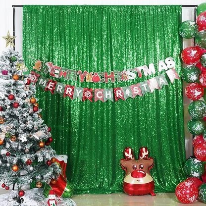 Poise3EHome 8FT x 10FT Green Sequin Photography Backdrop Curtain for Party Decoration, Green