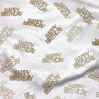 Champagne-Gold Happy Birthday Confetti for Tables Light Gold Glitter Birthday Party Table Scatters for Adult/Kids Birthday Anniversary DIY Crafts Party Supplies 100PC