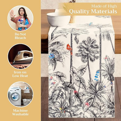 Maison d' Hermine Table Runner 100% Cotton Double Layer Table Runners 108 inches Long for Thanksgiving Christmas Decorations Home Kitchen Dining Party Wedding (Amazonia, 14.5" x 108")