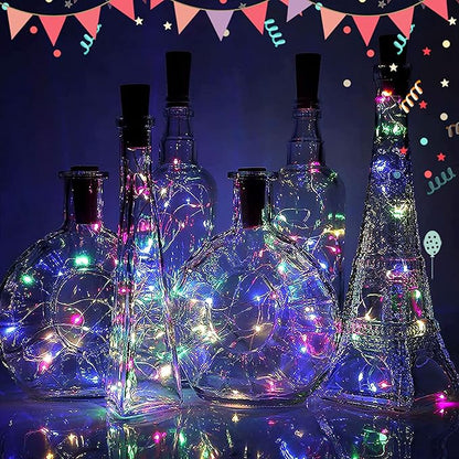 Bottle Lights 12 Pack 20 LEDs Cork Lights for Wine Bottles Battery (Included) Powered Fairy Mini String Lights for DIY Jar Lighting Indoor Bedroom Party Wedding Christmas Halloween Decor (Colorful)