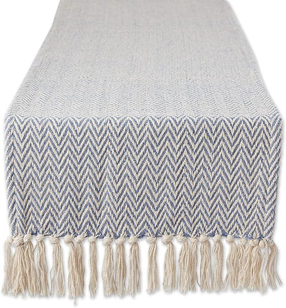 DII Woven Basic Tabletop Collection, Chevron Table Runner, 15x108, Stone Blue