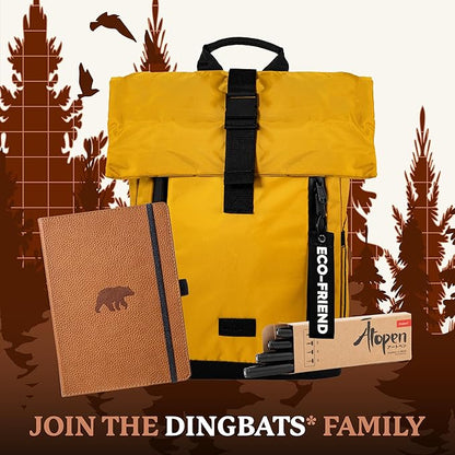 Dingbats* Wildlife Grid Writing Journal Notebook A5 - Vegan Leather Hardcover - Ideal for Work, Travel - Pocket, Elastic Closure, & Bookmark